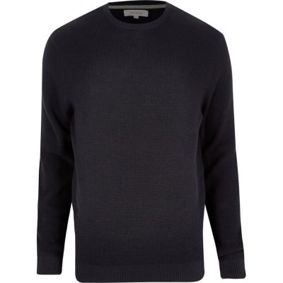 Navy textured jumper